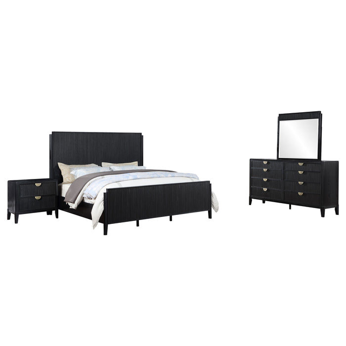 Black Brookmead 4-piece California King bedroom furniture set by CoasterEveryday, including bed frame and matching pieces.