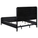 Black Brookmead 4-piece California King bedroom furniture set by CoasterEveryday, featuring a bed frame, nightstands, and dresser.