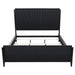 California King panel bed in black wood, CoasterEveryday Brookmead Furniture with sleek, modern design and sturdy frame.