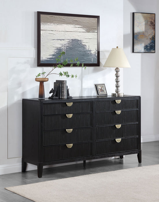 Black Brookmead 8-drawer dresser from CoasterEveryday showing a modern furniture piece with sleek drawer handles and a sturdy design.
