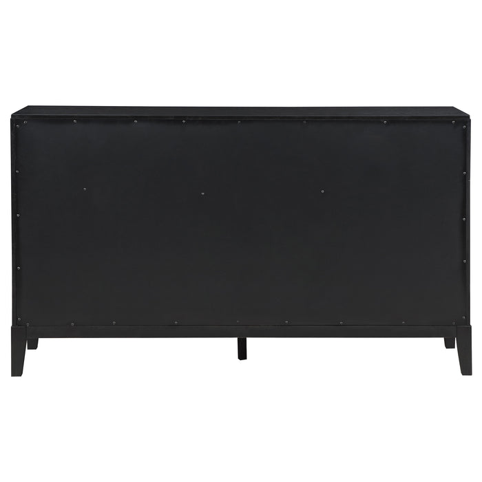Black Brookmead 8-drawer dresser from CoasterEveryday with sleek design and ample storage, shown with the drawers closed.