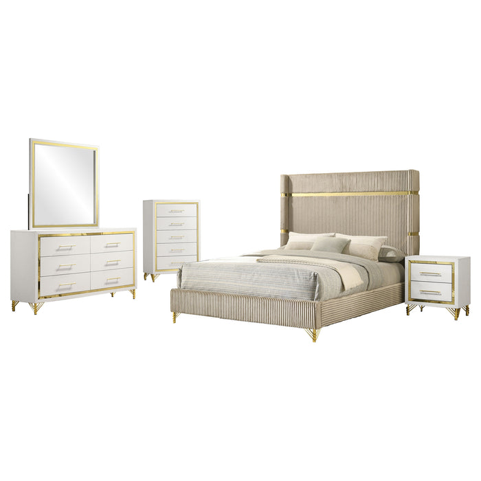 Lucia 5-piece Queen Bedroom Set Beige and White