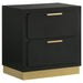 Black Caraway 4-piece California King bedroom furniture set by CoasterEveryday, including bed frame, nightstands, and dresser.