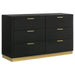 Black Caraway 5-piece California King bedroom furniture set by CoasterEveryday, including bed frame, nightstands, and dresser.