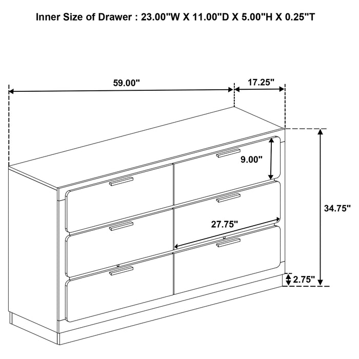 Caraway 6-drawer Dresser Black