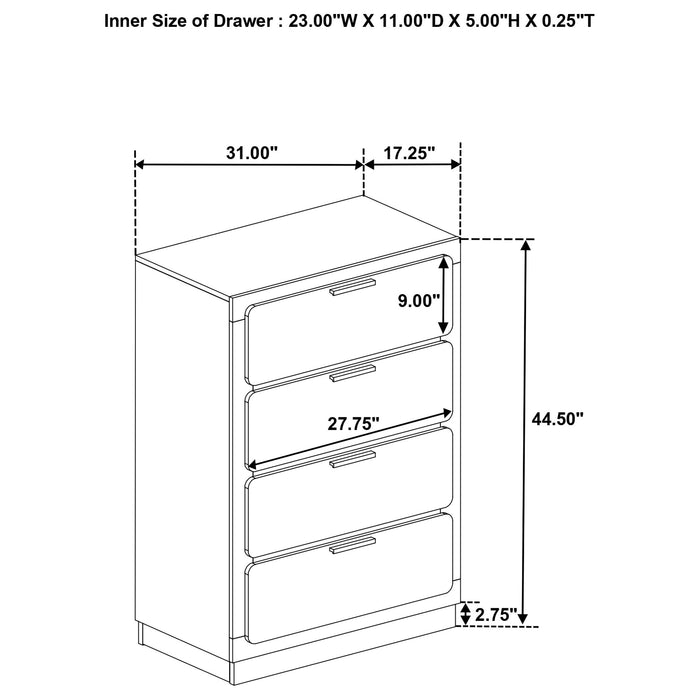 Caraway 4-drawer Bedroom Chest Black