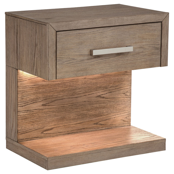 Kenora 5-piece California King bedroom set in barley brown wood from CoasterEveryday, featuring bed frame, nightstands, and dresser.