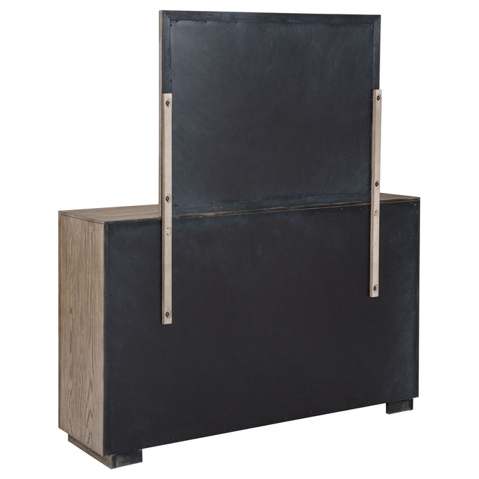 Barley brown Kenora 6-drawer dresser with matching mirror, wooden furniture piece by CoasterEveryday.