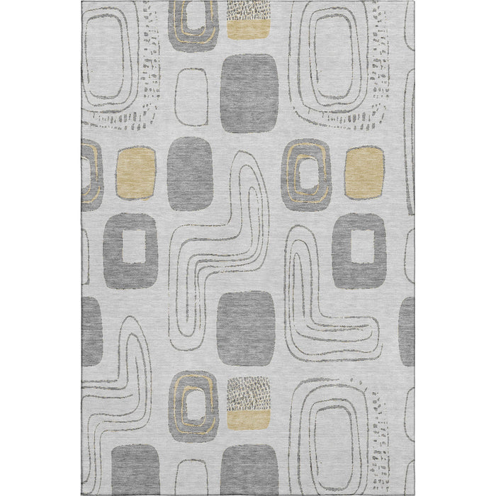 10' X 14' Geometric Washable Area Rug With UV Protection (696650) - Gray / Silver / Gold