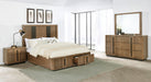 CoasterEveryday Terrace 4-piece California King bedroom set with ash brown finish, including bed frame, nightstands, and dresser.