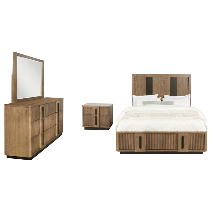 California King bedroom set by CoasterEveryday featuring ash brown finish, includes four furniture pieces for a stylish bedroom.