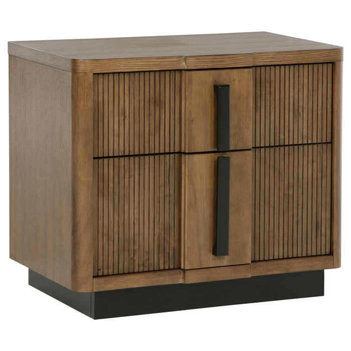 Ash brown California King bedroom set with five-piece furniture including bed frame, dresser, and nightstands by CoasterEveryday