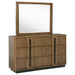 Ash brown Terrace 6-drawer dresser with matching mirror, modern wooden furniture piece by CoasterEveryday.