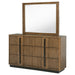 Ash brown CoasterEveryday Terrace 6-drawer dresser with matching mirror, featuring sleek furniture design and ample storage.