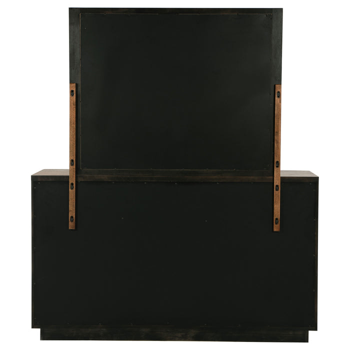 Ash brown Terrace 6-drawer dresser with matching mirror by CoasterEveryday, featuring sleek modern furniture design.