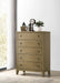 Natural pine Granada 5-drawer bedroom chest of drawers from CoasterEveryday, showcasing its wooden finish and sleek design.