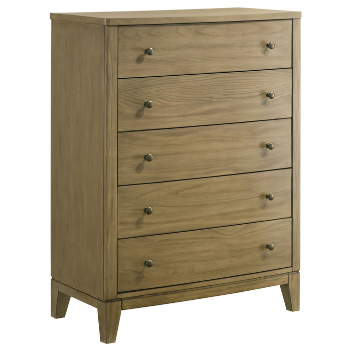Granada 5-drawer bedroom chest of drawers in natural pine, CoasterEveryday furniture with sleek design and ample storage.