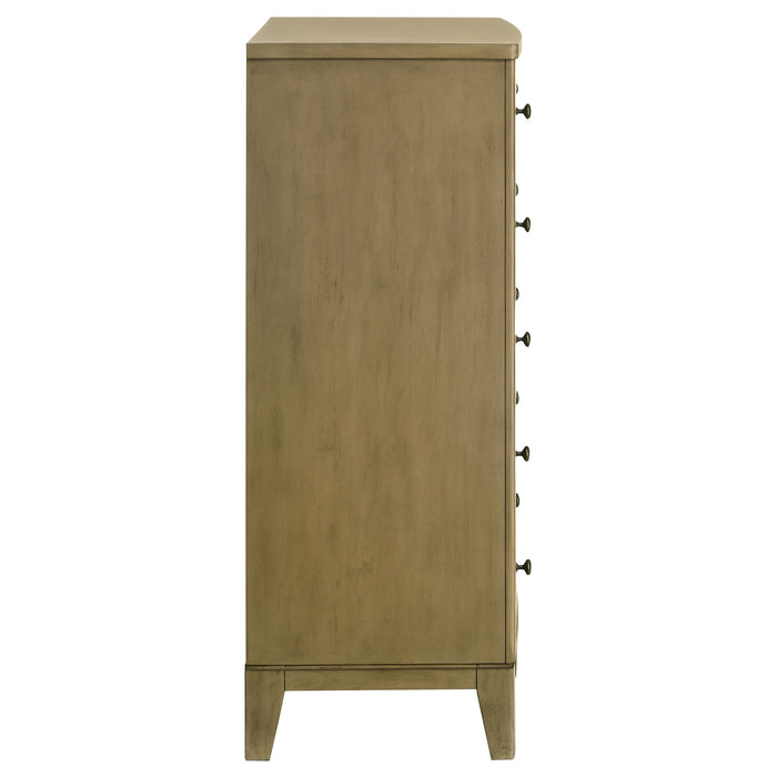 Natural pine Granada 5-drawer bedroom chest of drawers by CoasterEveryday, showcasing a stylish and functional furniture piece.