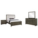 Dark cocoa CoasterEveryday Gran Park 4-piece California King bedroom furniture set with bed frame and matching pieces.