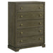 Dark cocoa Gran Park 5-piece California King bedroom set by CoasterEveryday, including bed frame, nightstands, and dresser.
