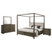 CoasterEveryday Gran Park 4-piece California King bedroom set in dark cocoa wood, including bed frame, nightstands, and storage drawers.