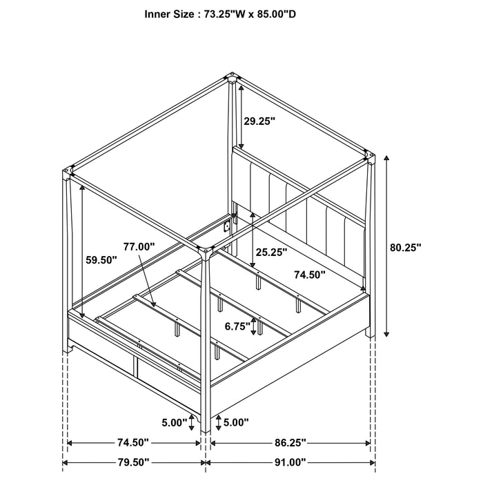 CoasterEveryday Gran Park 4-piece California King bedroom set in dark cocoa finish, including bed frame, nightstands, and dresser.