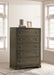 Dark cocoa CoasterEveryday Gran Park 5-drawer bedroom chest of drawers with sleek handles and spacious storage.