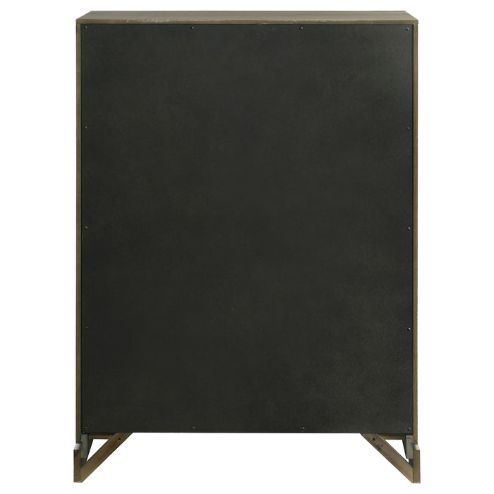 Dark cocoa Gran Park 5-drawer bedroom chest of drawers by CoasterEveryday, featuring sleek design and ample storage space.