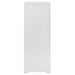 White high gloss Ives 5-drawer bedroom chest of drawers by CoasterEveryday, featuring sleek modern furniture design.