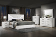 White high gloss Ives 5-drawer bedroom chest of drawers by CoasterEveryday, showing sleek modern furniture design.