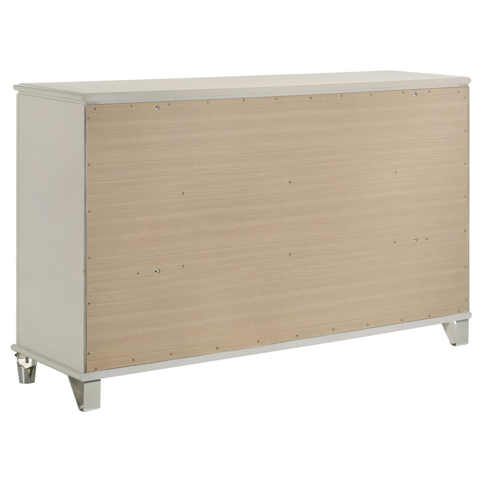 Olivia 5-piece California King bedroom set by CoasterEveryday in elegant pearl white, includes bed frame and matching furniture.