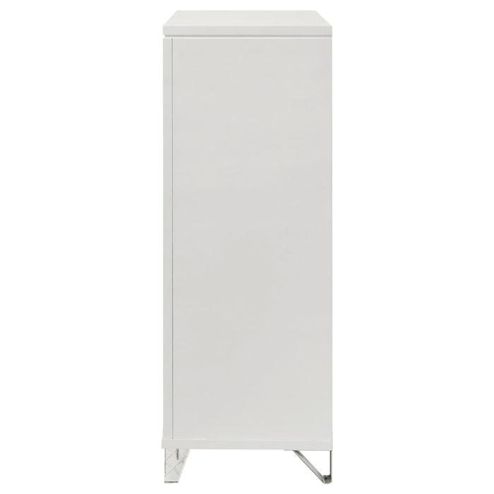 White Marmore 5-drawer bedroom chest of drawers from CoasterEveryday, featuring sleek design and ample storage space.