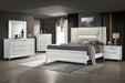 White Marmore 5-drawer bedroom chest of drawers by CoasterEveryday, showcasing sleek furniture with five spacious drawers.