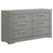 Grey high gloss Ives 6-drawer dresser cabinet by CoasterEveryday with sleek modern furniture design.