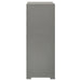 Grey high gloss Ives 5-drawer bedroom chest of drawers by CoasterEveryday, showing sleek modern furniture with silver handles.