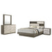 Grey oak Fenwick 4-piece California King bedroom furniture set by CoasterEveryday, includes bed frame and storage pieces.