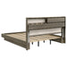 Gray oak Fenwick 4-piece California King bedroom furniture set by CoasterEveryday, includes bed frame and matching storage pieces.