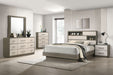 Gray oak Fenwick 5-piece California King bedroom furniture set by CoasterEveryday, including bed, nightstands, and dresser.