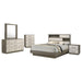 CoasterEveryday Fenwick 5-piece California King bedroom set in grey oak, featuring a bed frame, nightstands, and matching dresser.