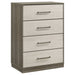 Fenwick 5-piece California King bedroom set in grey oak wood, including bed frame, nightstands, and dresser, by CoasterEveryday.
