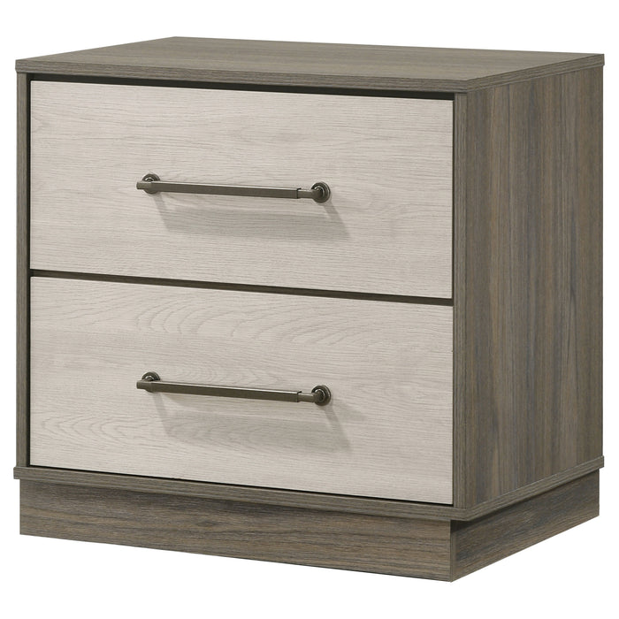 Fenwick 2-drawer Nightstand Bedside Table Grey Oak