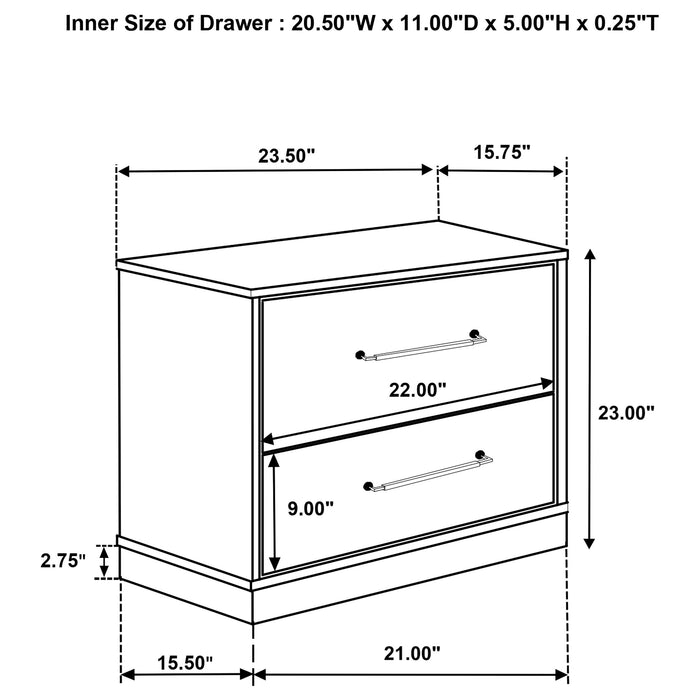 Fenwick 2-drawer Nightstand Bedside Table Grey Oak