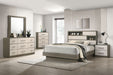 Grey oak Fenwick 4-drawer chest of drawers by CoasterEveryday, showing a modern furniture piece with sleek metal handles.