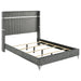 Lucia 5-piece Eastern King bedroom furniture set by CoasterEveryday featuring grey and black finish, includes bed, dresser, and side tables.