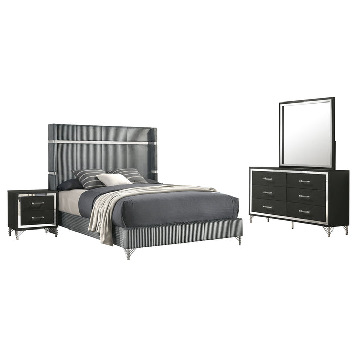 Lucia 4-piece Queen Bedroom Set Grey and Black