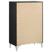 Black Lucia 5-drawer bedroom chest of drawers by CoasterEveryday, showing a modern furniture piece with sleek drawer handles.