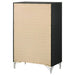 Black Lucia 5-drawer bedroom chest of drawers by CoasterEveryday, featuring sleek furniture design and ample storage space.