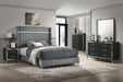 Black Lucia 5-drawer bedroom chest of drawers by CoasterEveryday, showcasing sleek furniture with five spacious drawers.
