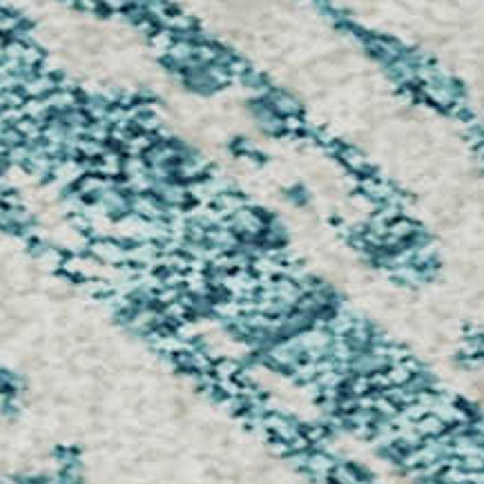 10' X 14' Striped Washable Area Rug With UV Protection - Teal And Ivory