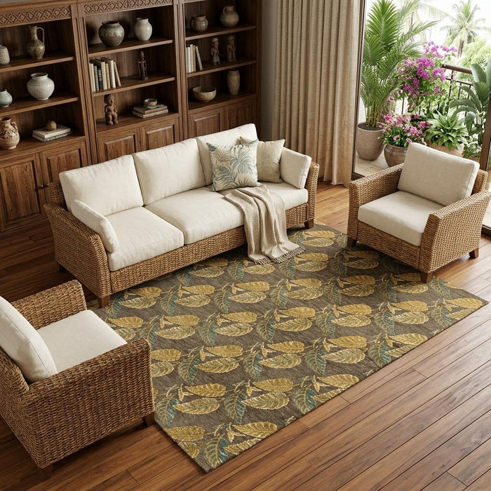 9' X 12' Floral Hand Knotted Area Rug (744357) - Brown / Gold / Gray